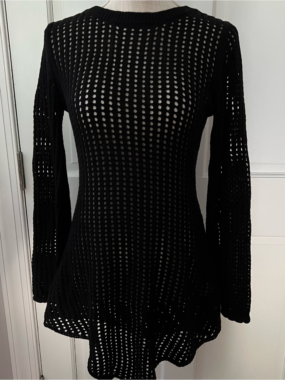 Forever 21 Black Crochet Dress Cover with Open Back